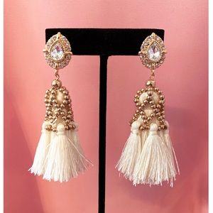White tassel earrings